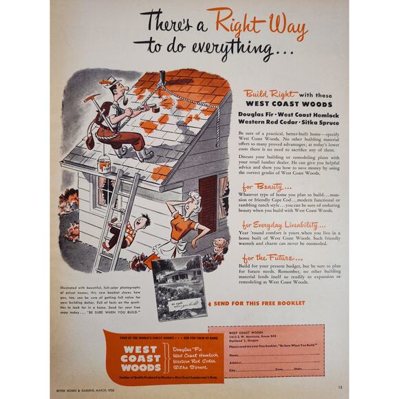 1950 West Coast Woods "There's A RIGHT WAY To Do Everything..." Vtg Print Ad - Picture 1 of 7